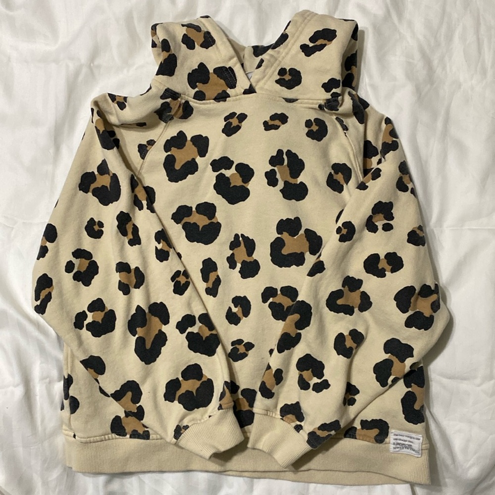 Zara leopard print hooded girls size 10 sweatshirt.